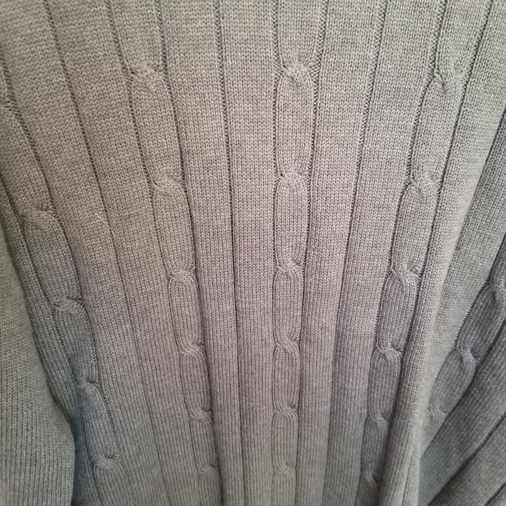 Oscar De La Renta olive green cotton blend long sleeve cable knit sweater SZ Med - Picture 4 of 4